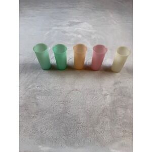 Tupperware Tumblers Set of 5 Frosted‎ Pastel Colors Vintage